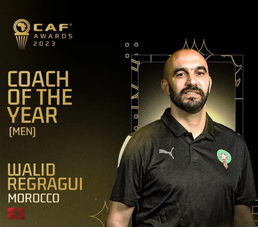 CAF Awards 2023: Le sélectionneur du Maroc, Walid Regragui sacré meilleur entraîneur de l'année