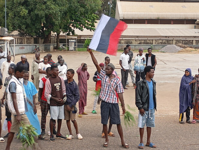 Des drapeaux russes brandis lors des manifestations antigouvernementales