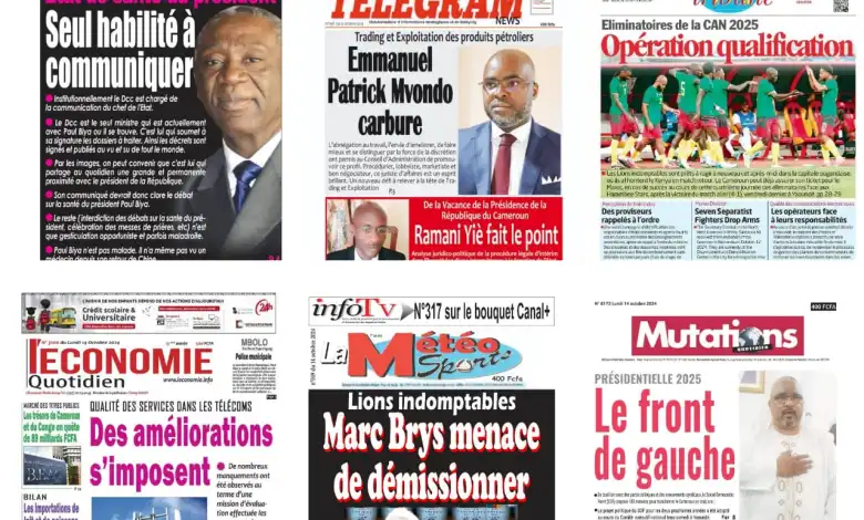 La revue de presse camerounaise du lundi 14 octobre 2024