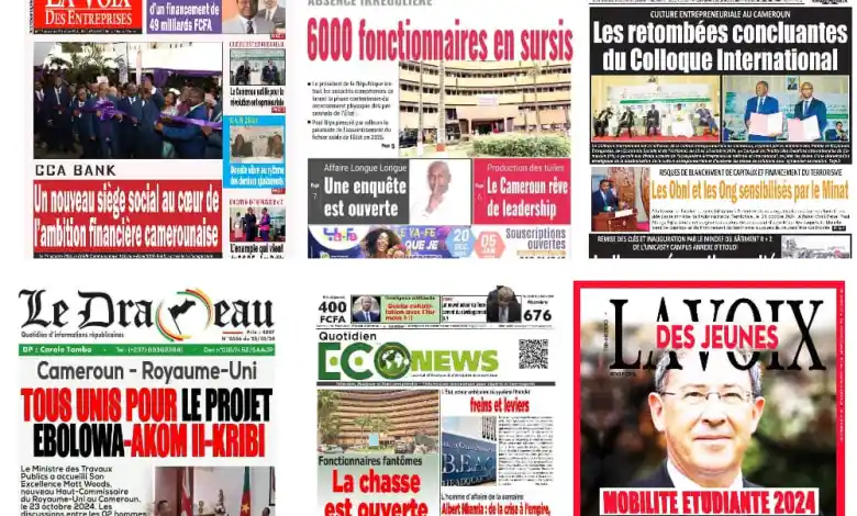 La revue de presse camerounaise du vendredi 25 octobre 2024