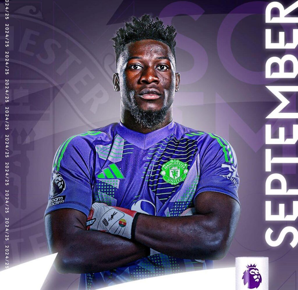 Premier League; André Onana décroche le prix de l'arrêt du mois de Septembre 2024